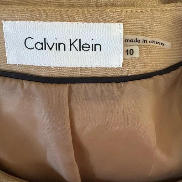 Calvin Klein Tan Collarless Button Jacket with Black Buttons - Picture 4 of 4